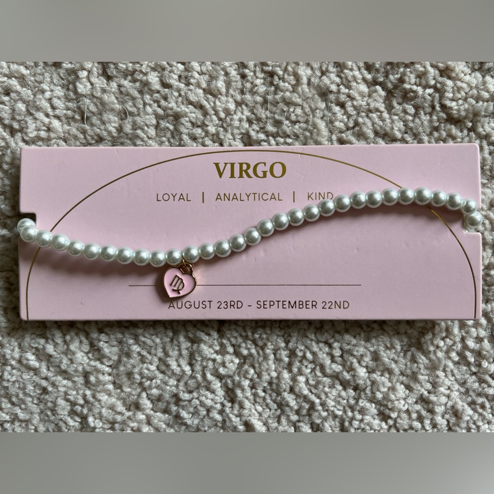 🆕 Pearl Virgo Charm Choker Necklace With Extender 🩷